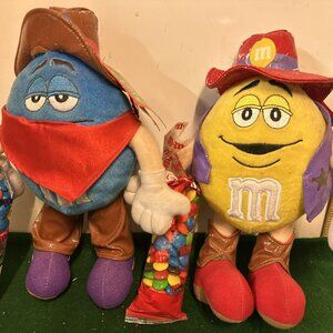 M&M Blue And Yellow Plush Hat And Vest Plush Cowboy Ranger Sheriff 2004 10 Inch
